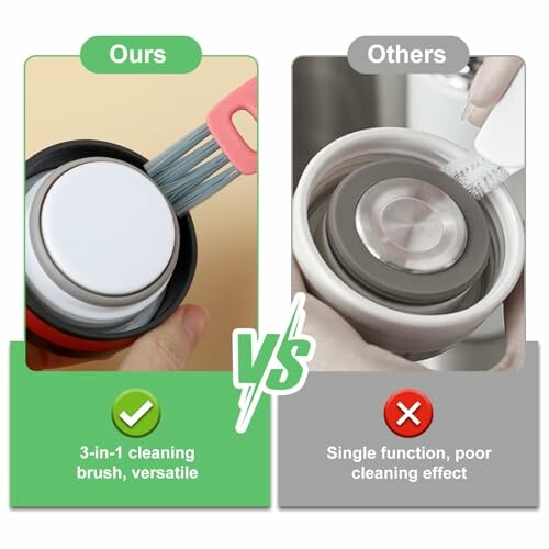 Comparaison entre une brosse de nettoyage 3-en-1 et une brosse simple.