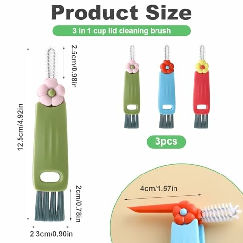 Brosses de nettoyage de couvercle de tasse 3 en 1 avec fleurs.