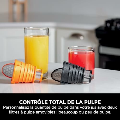 Filtres amovibles pour contrôler la pulpe dans le jus.